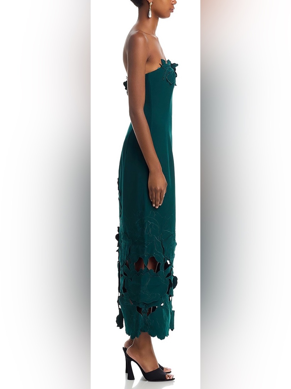 LEO LIN Rayna Appliqué Bustier Maxi Dress Green Size 4 - Picture 7 of 7